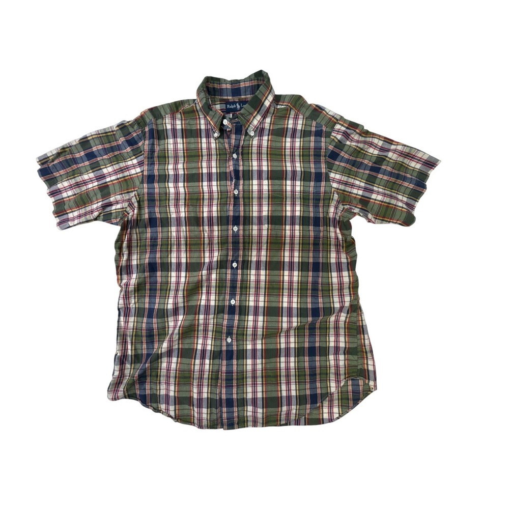 Polo Ralph Lauren Mens Large Classic Fit Plaid Short Sleeve Button Down Shirt